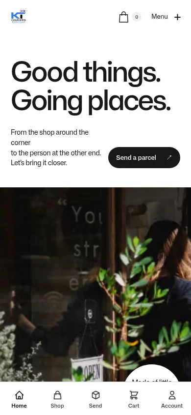 KT Couriers actual mobile website